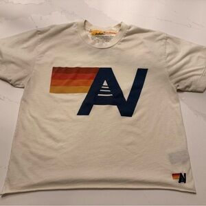 Aviator Nation RARE Cream Tee with Orange Accent
